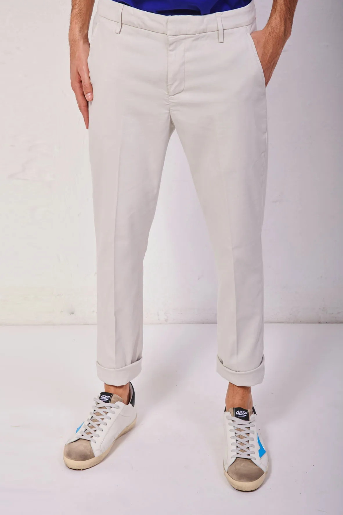DONDUP pantalone slim Gaubert gesso