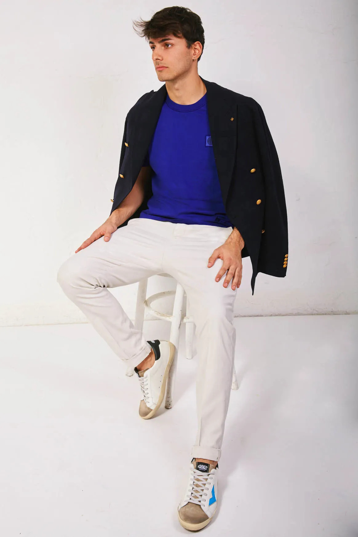 DONDUP pantalone slim Gaubert gesso