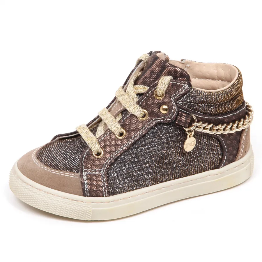 E2120 sneaker bimba tissue NERO GIARDINI JUNIOR scarpa bronzo/tortora shoe kid