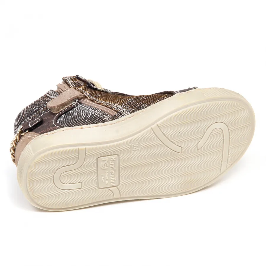 E2120 sneaker bimba tissue NERO GIARDINI JUNIOR scarpa bronzo/tortora shoe kid