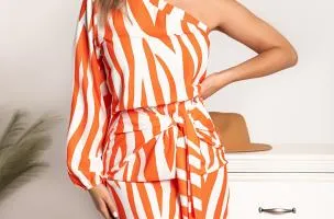 Elegante mini abito asimmetrico Vestea, arancio