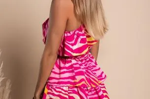 Elegante mini abito con balze Bovina, fucsia