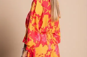 Elegante mini abito con stampa Amasena, arancio