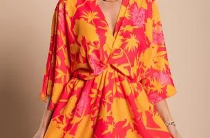 Elegante mini abito con stampa Amasena, arancio
