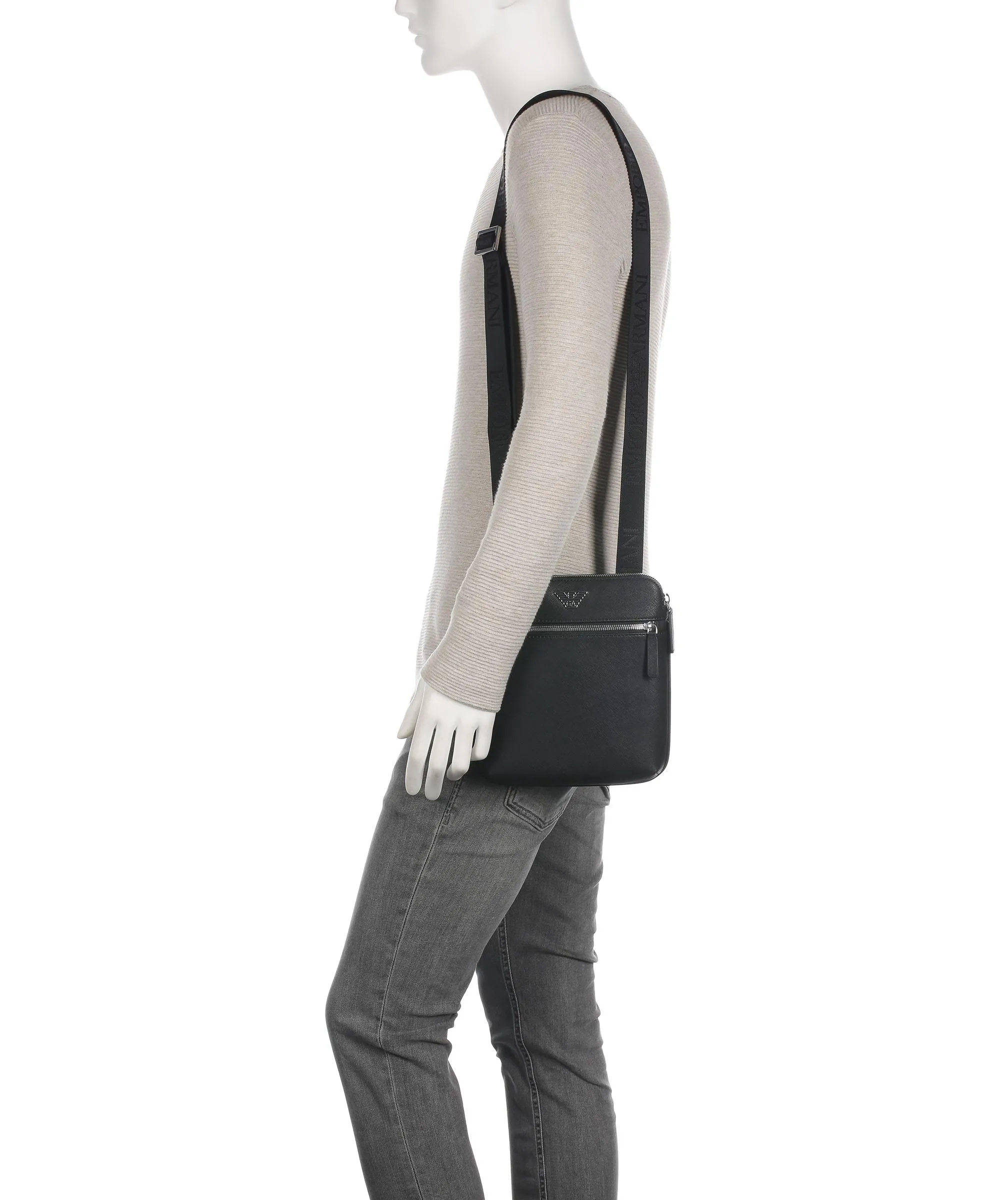  Emporio Armani Business Regenerated Borsa a tracolla pelle sintetica nero  