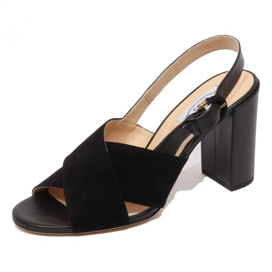 F9630 sandalo donna black TOD’S scarpe suede/leather shoe woman