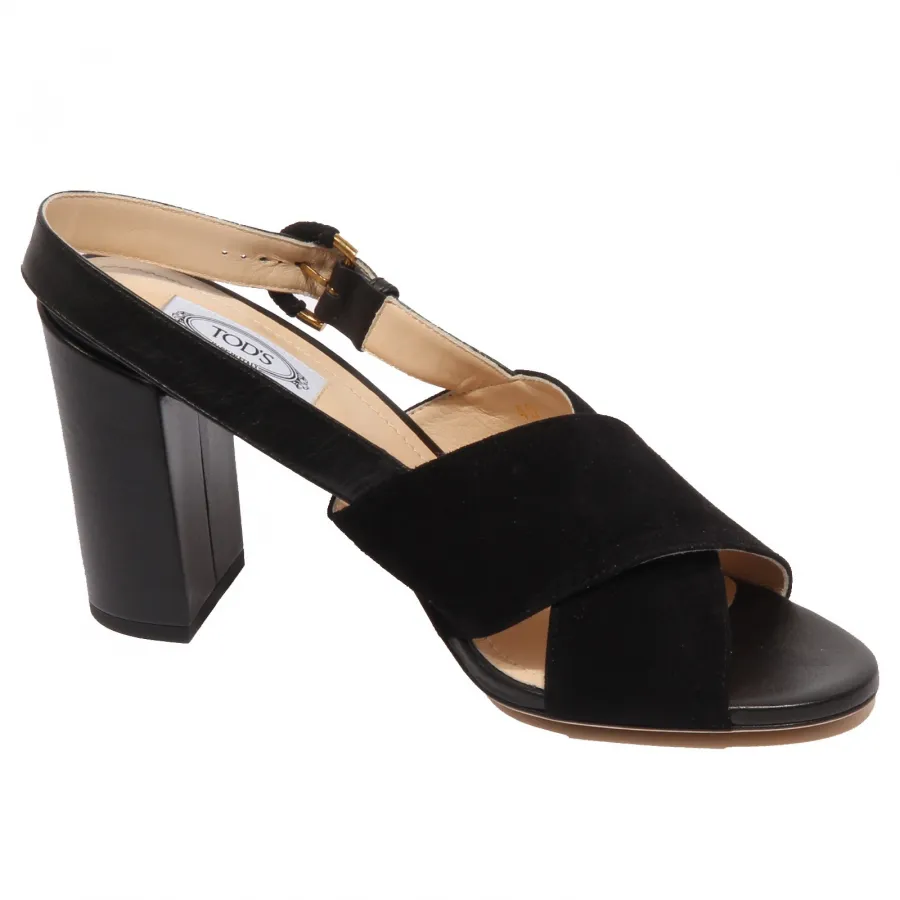 F9630 sandalo donna black TOD’S scarpe suede/leather shoe woman