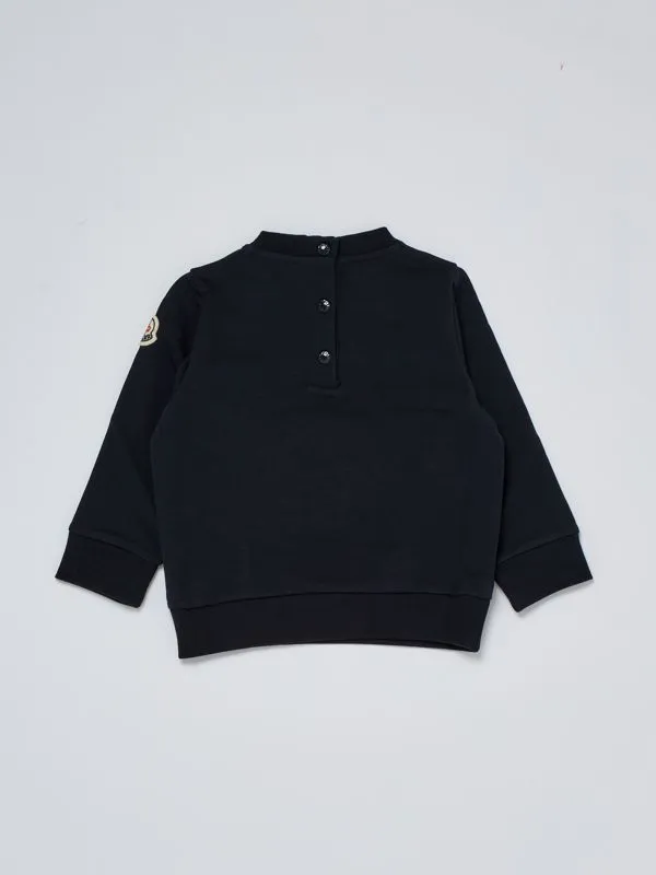 Felpa bambino Moncler in cotone stretch con logo stampato Blu