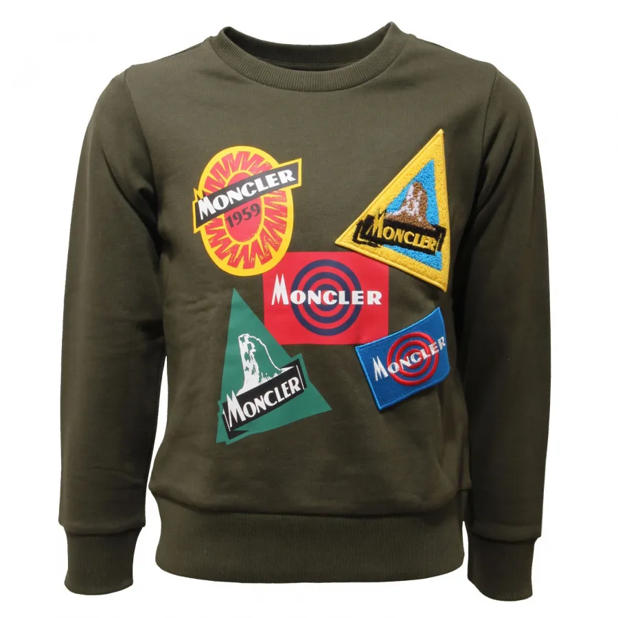 felpa bimbo boy MONCLER dark green cotton sweater