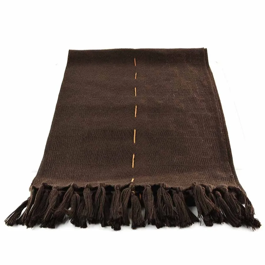 Fendi sciarpa unisex lana bordo zucca FF striscia cuoio