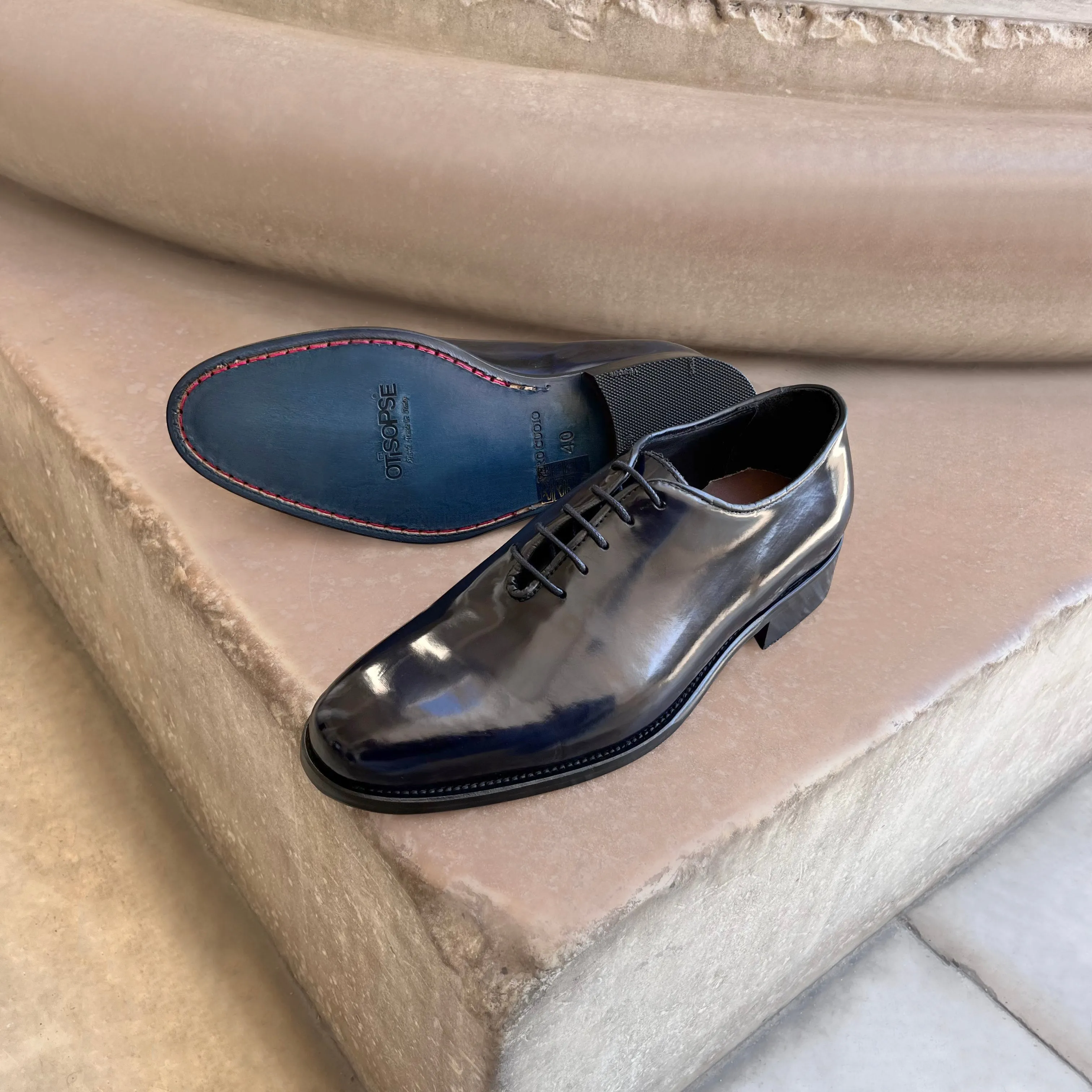 Francesine in pelle abrasivata blu