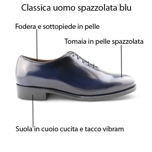 Francesine in pelle abrasivata blu