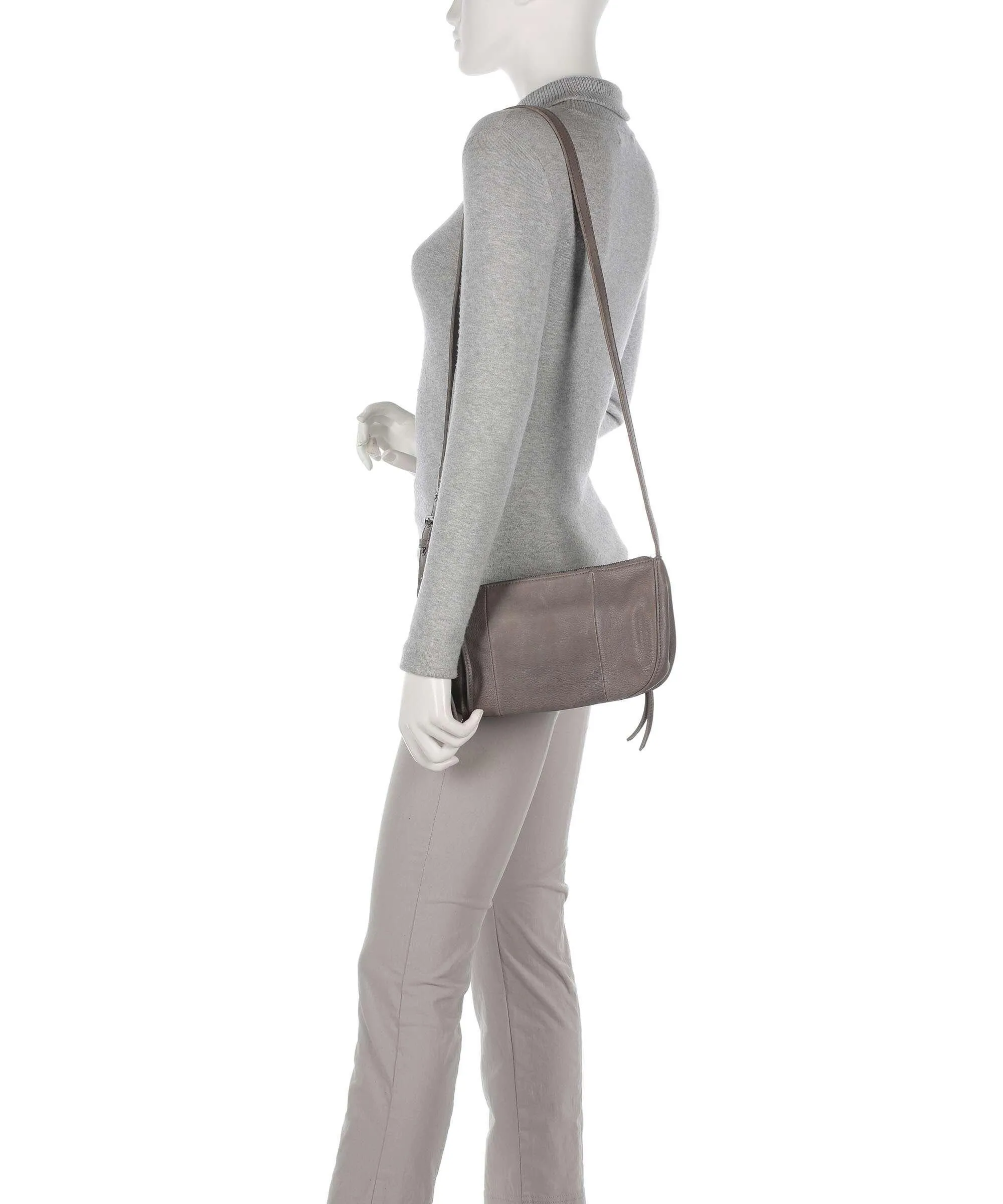  FredsBruder My old Friend Round Borsa a tracolla pelle granulata taupe  