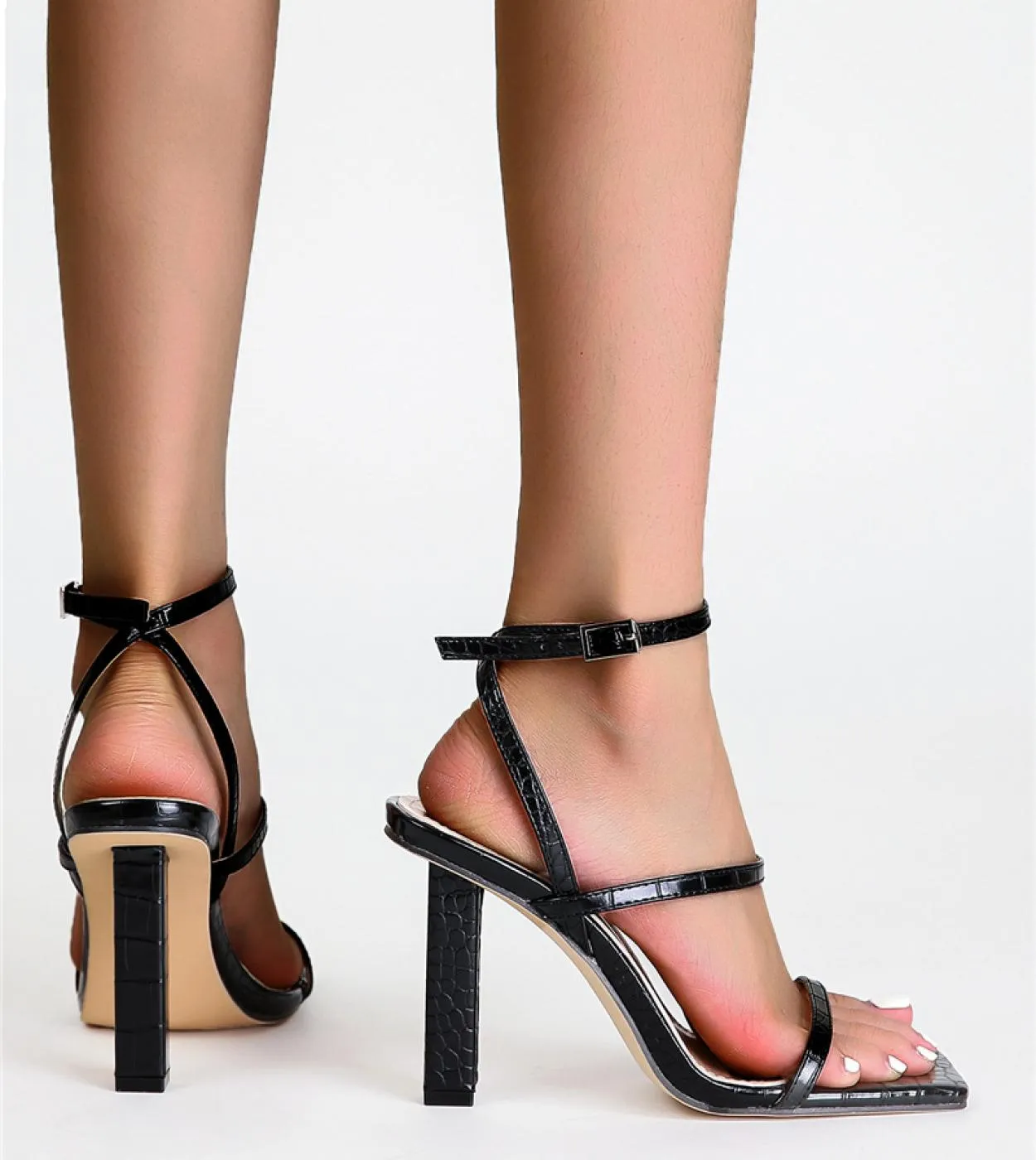 Fresh Green Orange Lace Up  Sandals For Women Summer High Heel Shoes Square Toe High Heel Dress Sandal Big Size 43  Wome