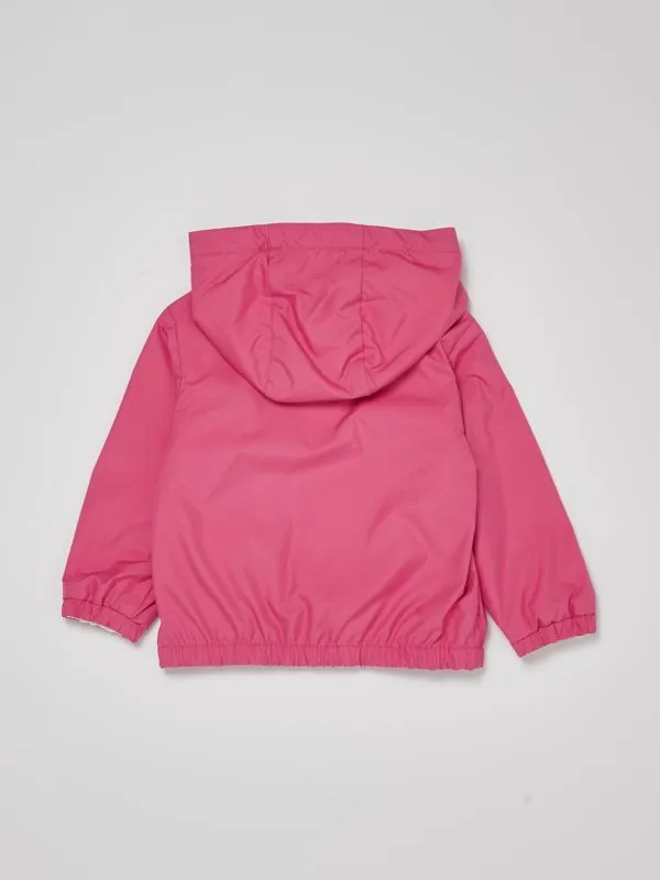 Giacca bambina Moncler in tessuto tecnico con cappuccio fisso Fuxia