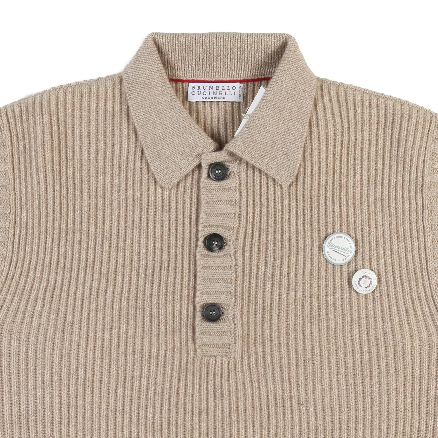 Gilet Cachemire Beige A Coste B. Cucinelli