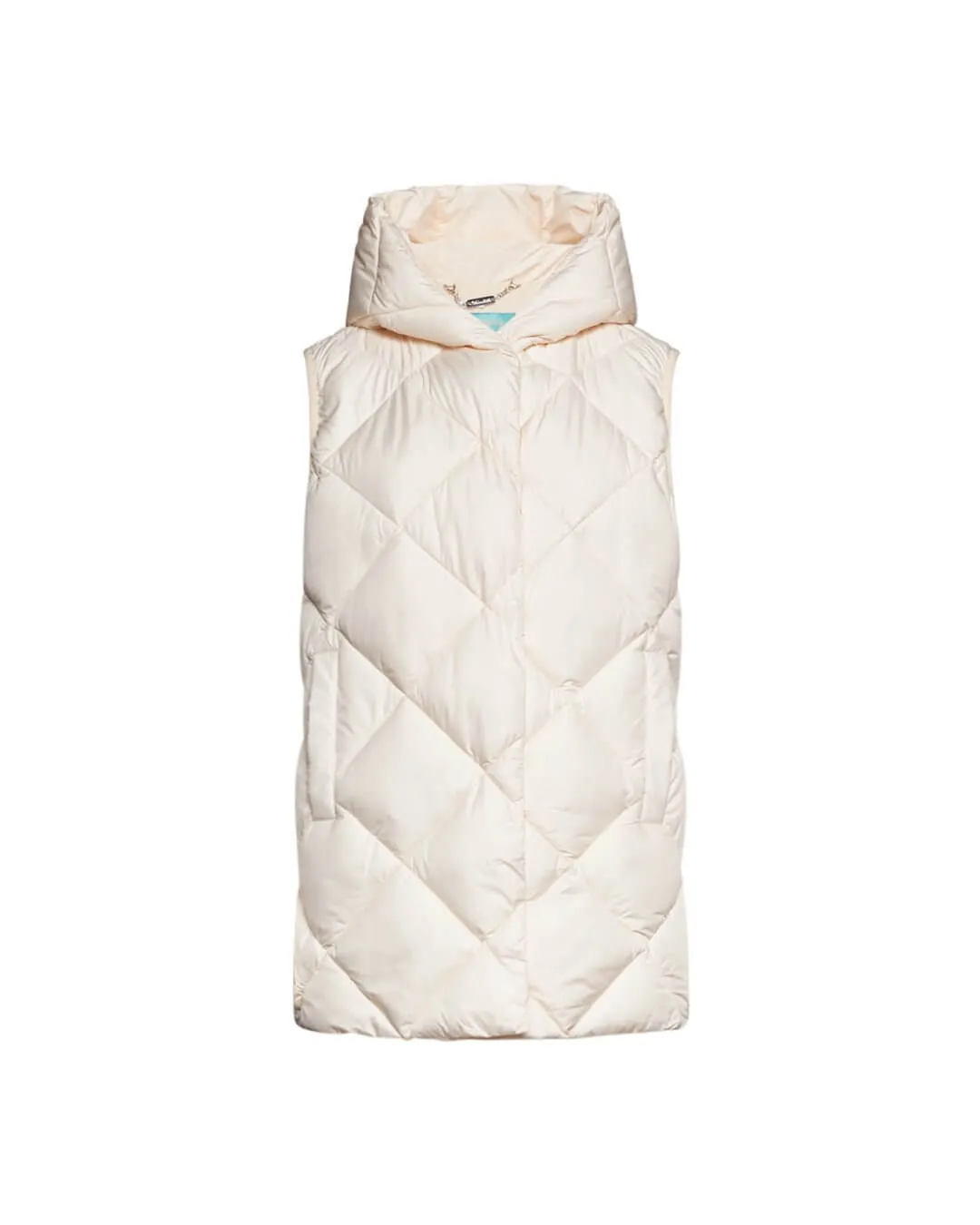 Gilet trapuntato in nylon tinta unita con cappuccio AVORIO