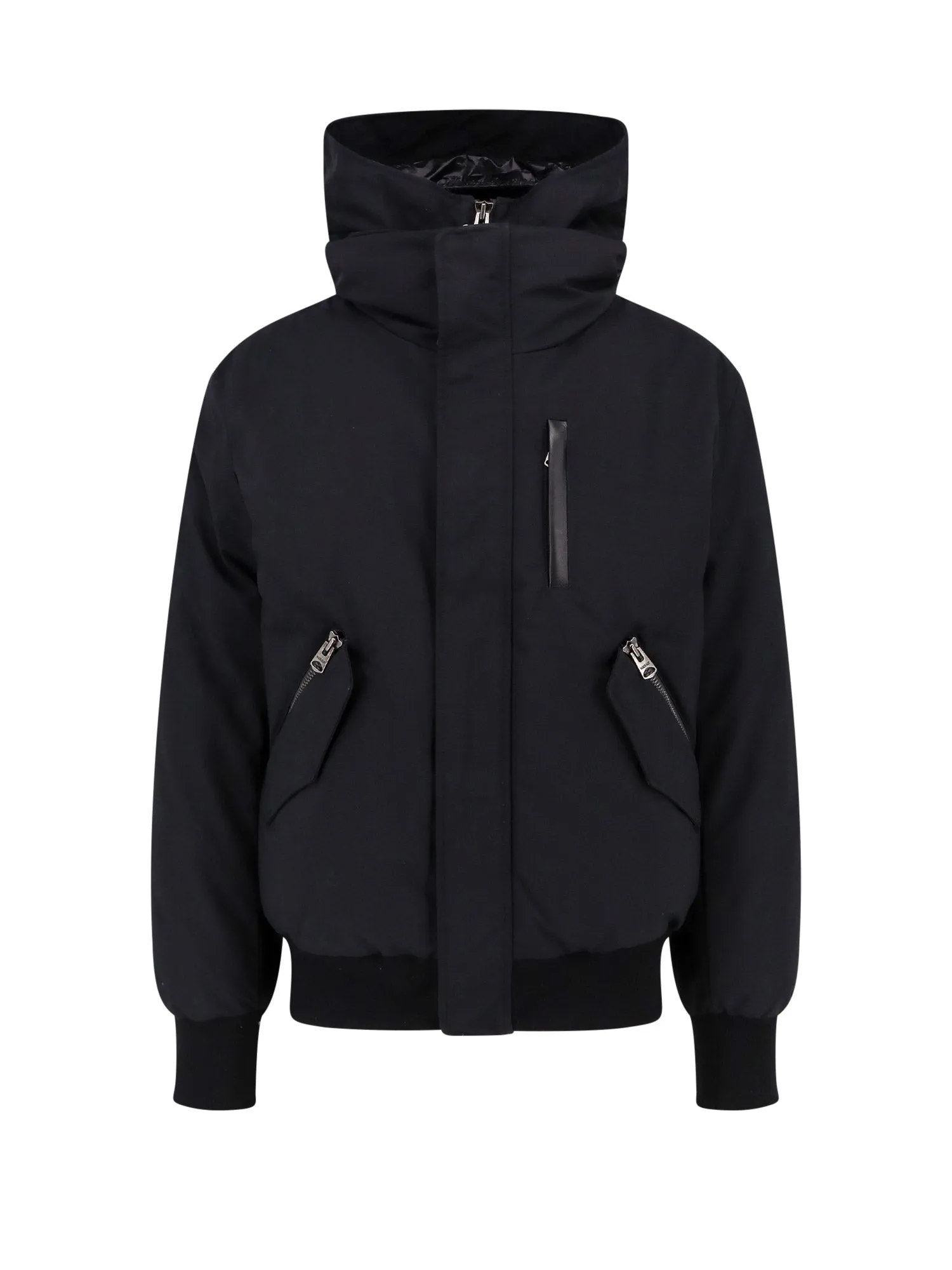 Giubbino in nylon imbottito con dettagli in pelle
