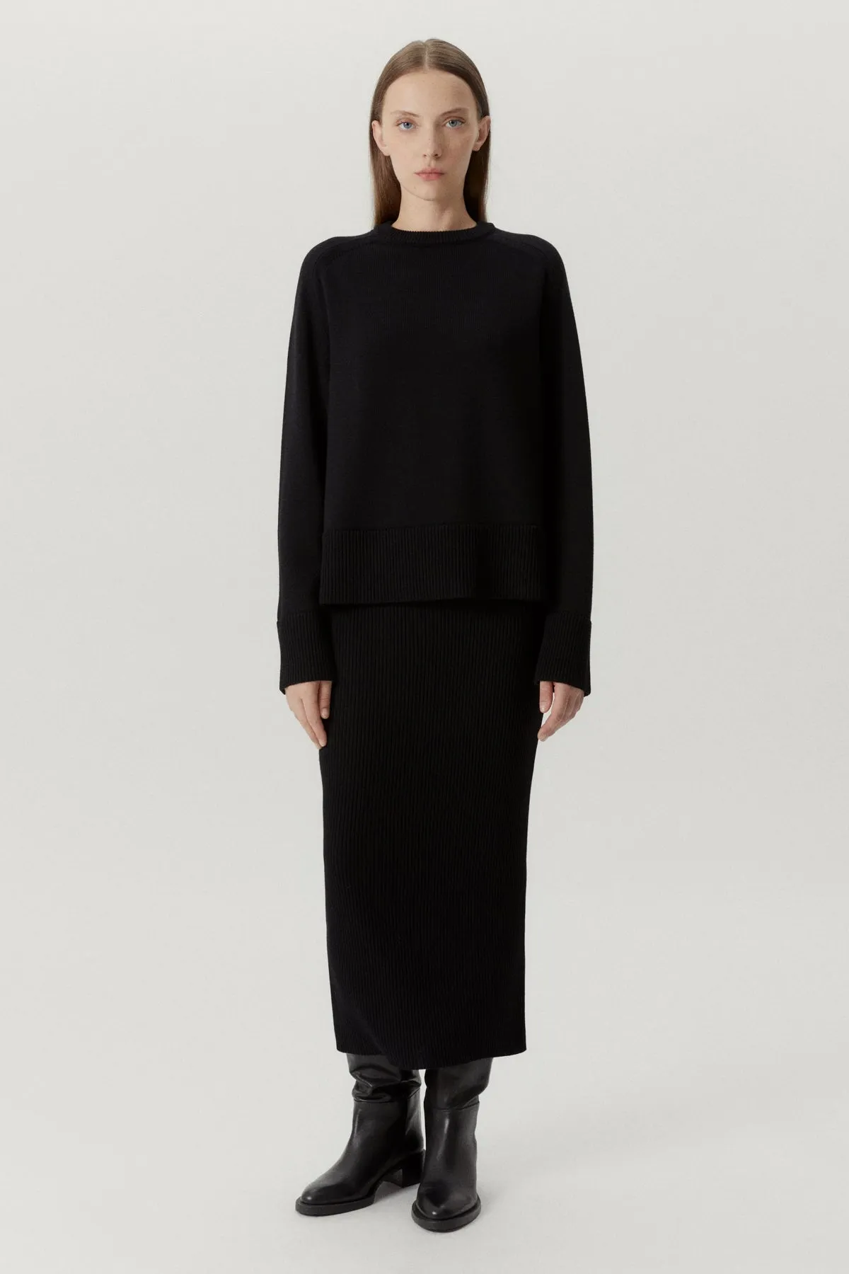 Gonna a Costine in lana merino