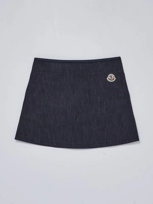 Gonna bambina Moncler in denim con bottoni Denim Scuro