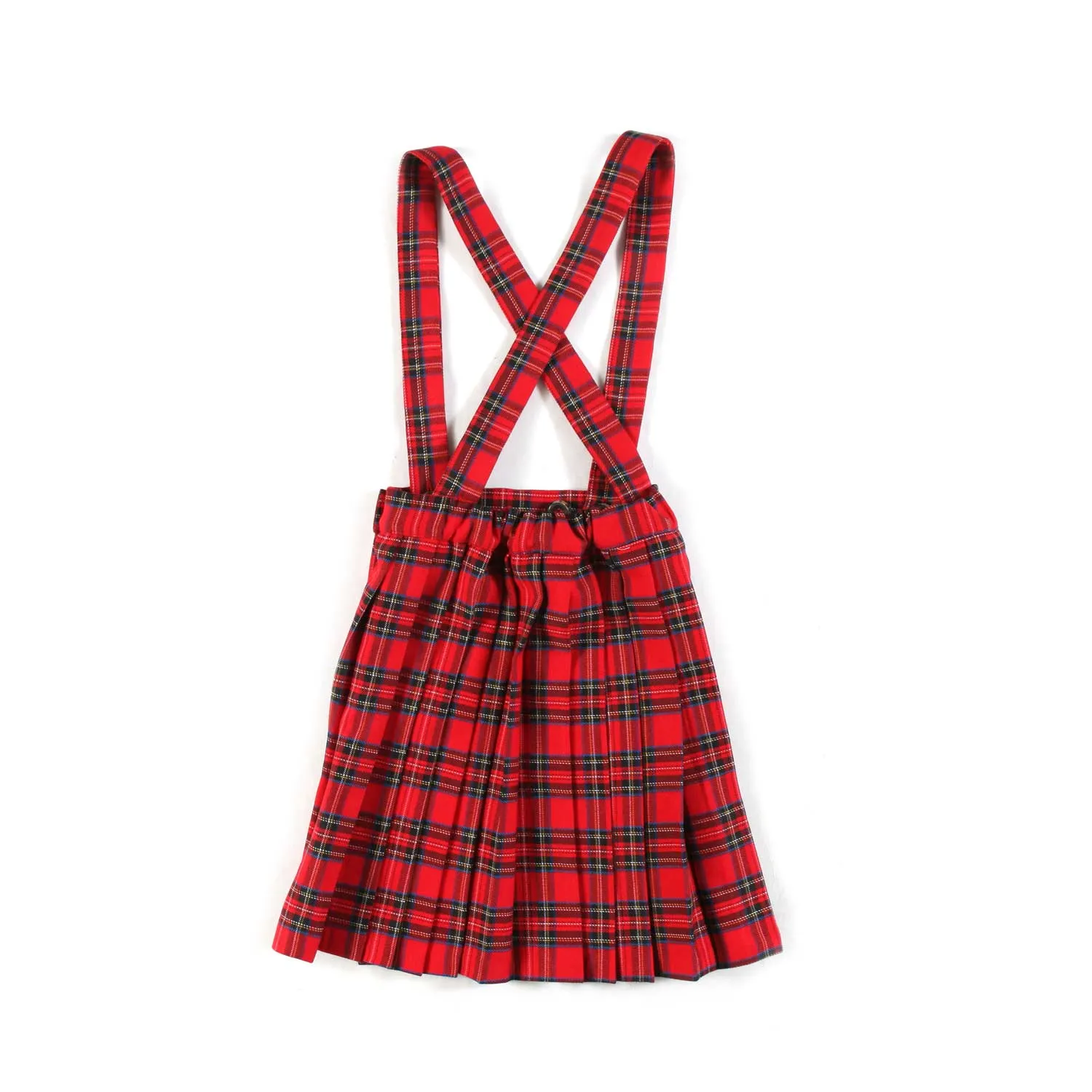 Gonna Tartan Rossa Con Bretelle Bambina E Teen