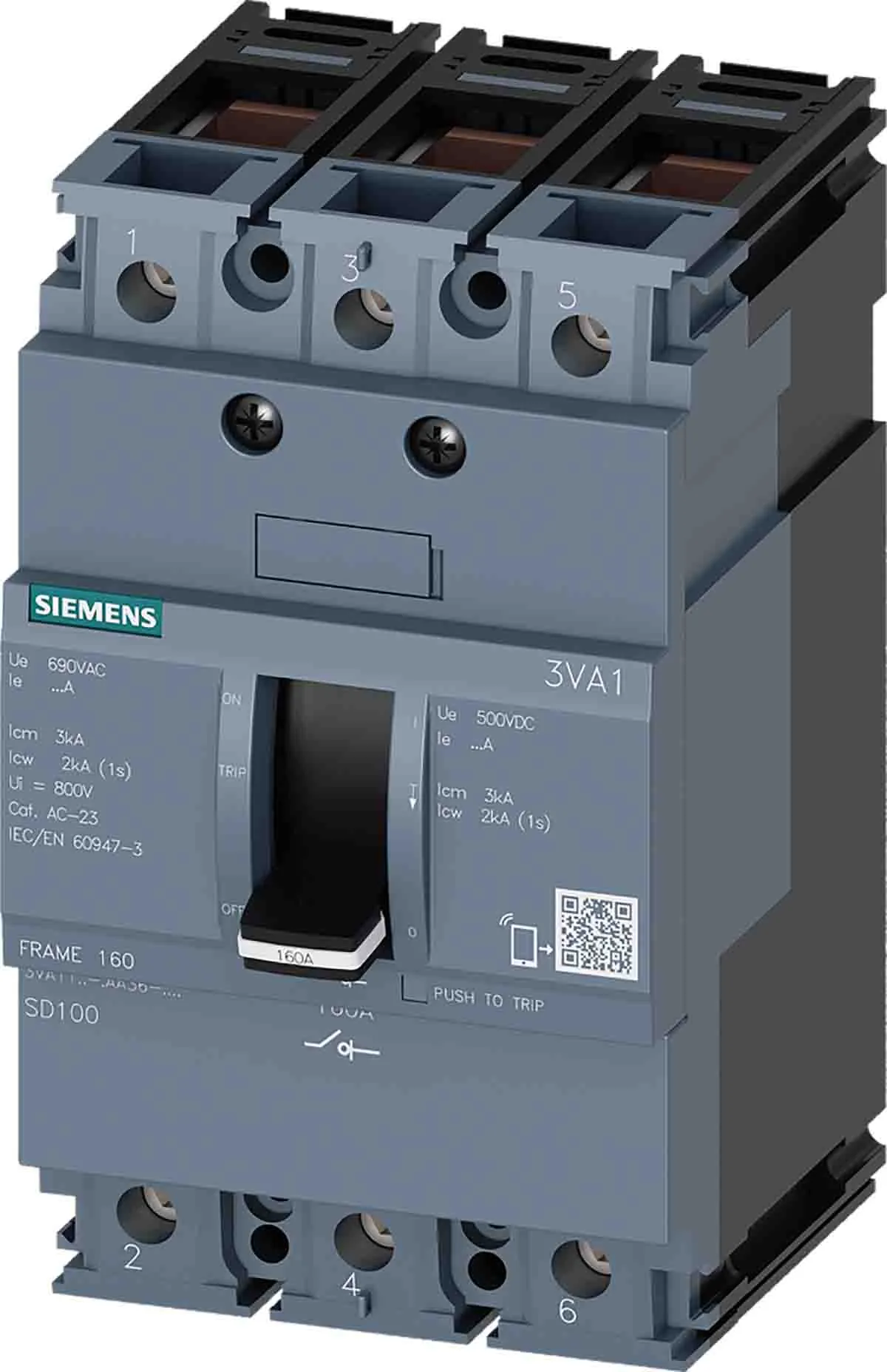 Interruttore di isolamento Siemens 3VA1116-1AA36-0AA0 serie 3VA1, 3P, 160A