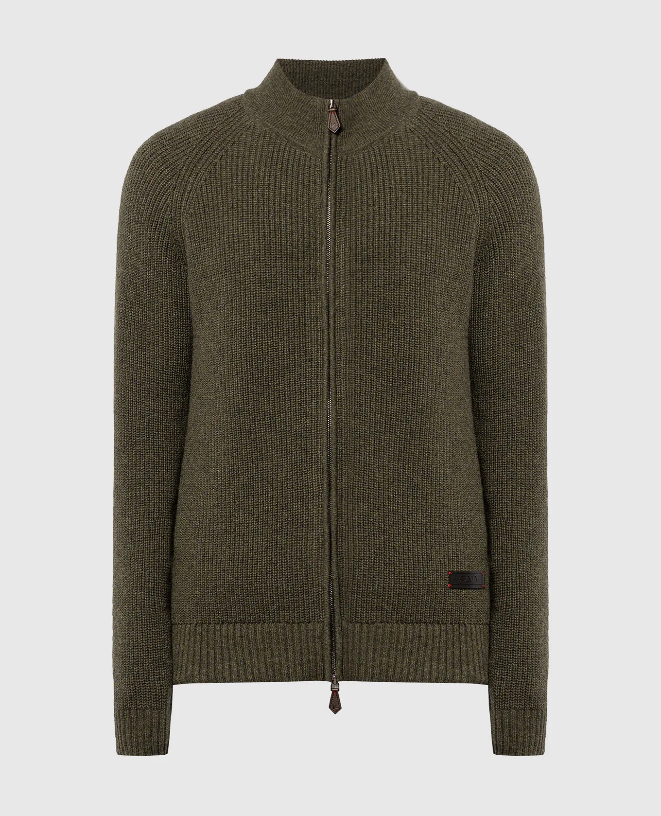 ISAIA Cardigan in cashmere verde con logo MG8305YP011
