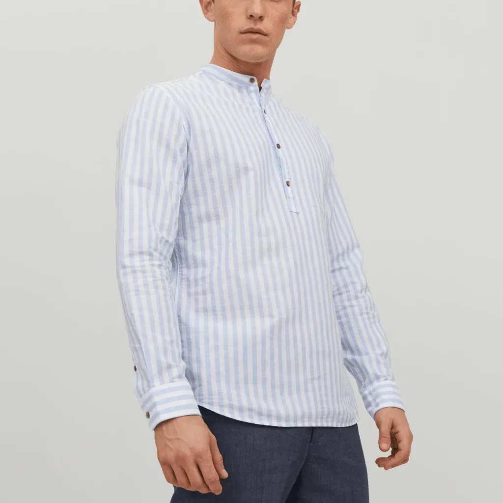 Jack & Jones Uomo Camicia Summer Half Celeste e Bianco 12196822