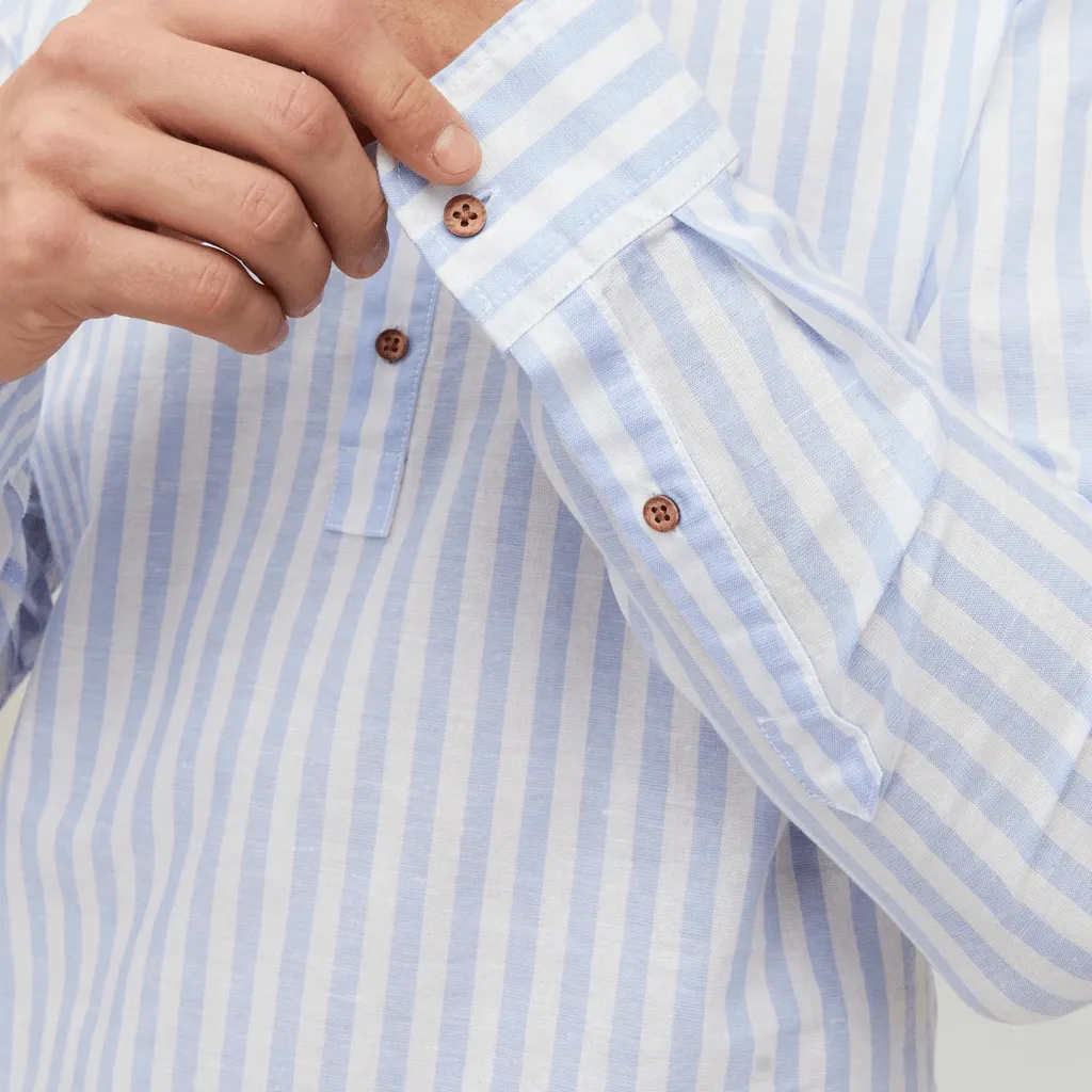 Jack & Jones Uomo Camicia Summer Half Celeste e Bianco 12196822