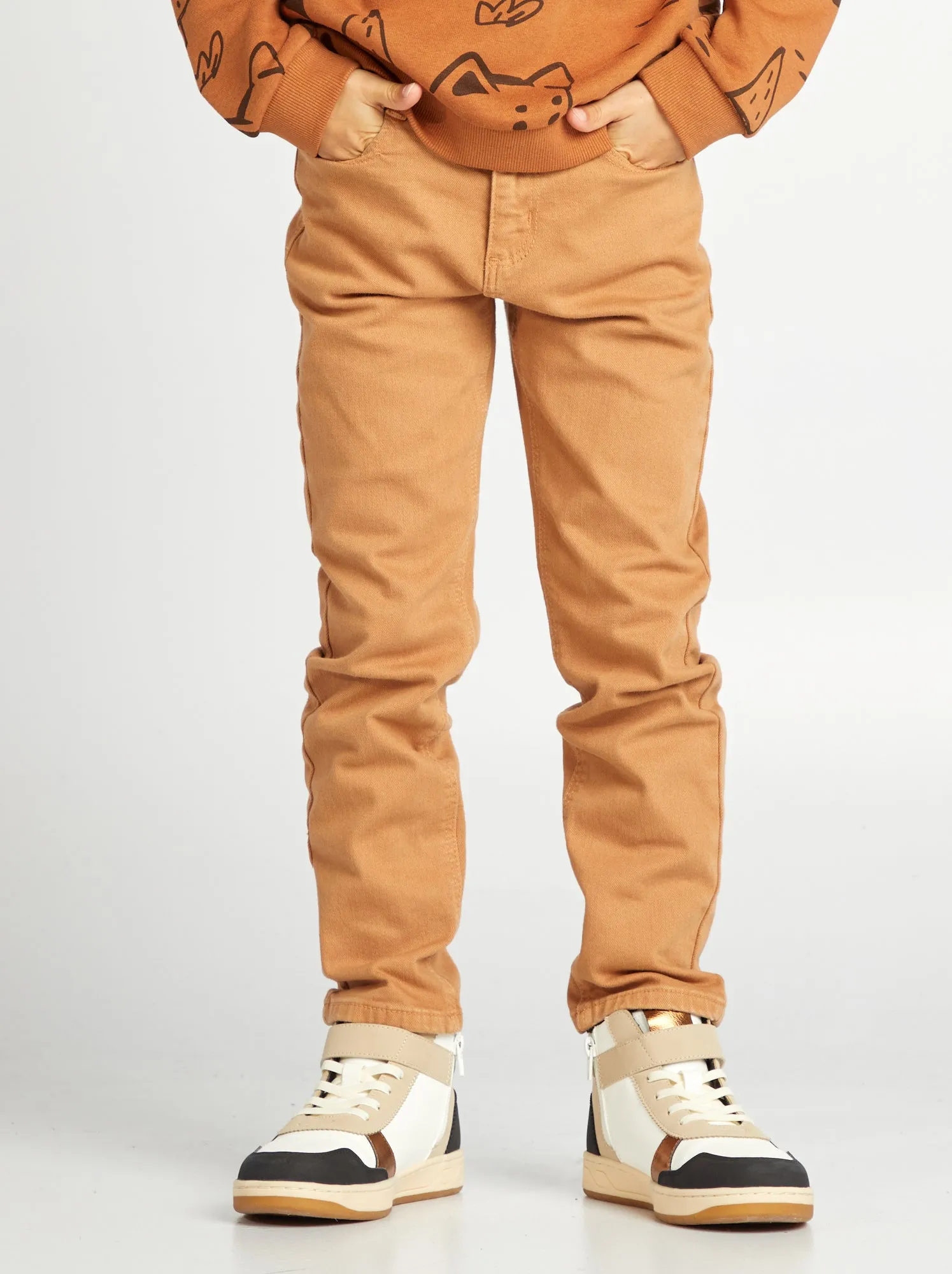 Jeans slim 5 tasche - MARRONE