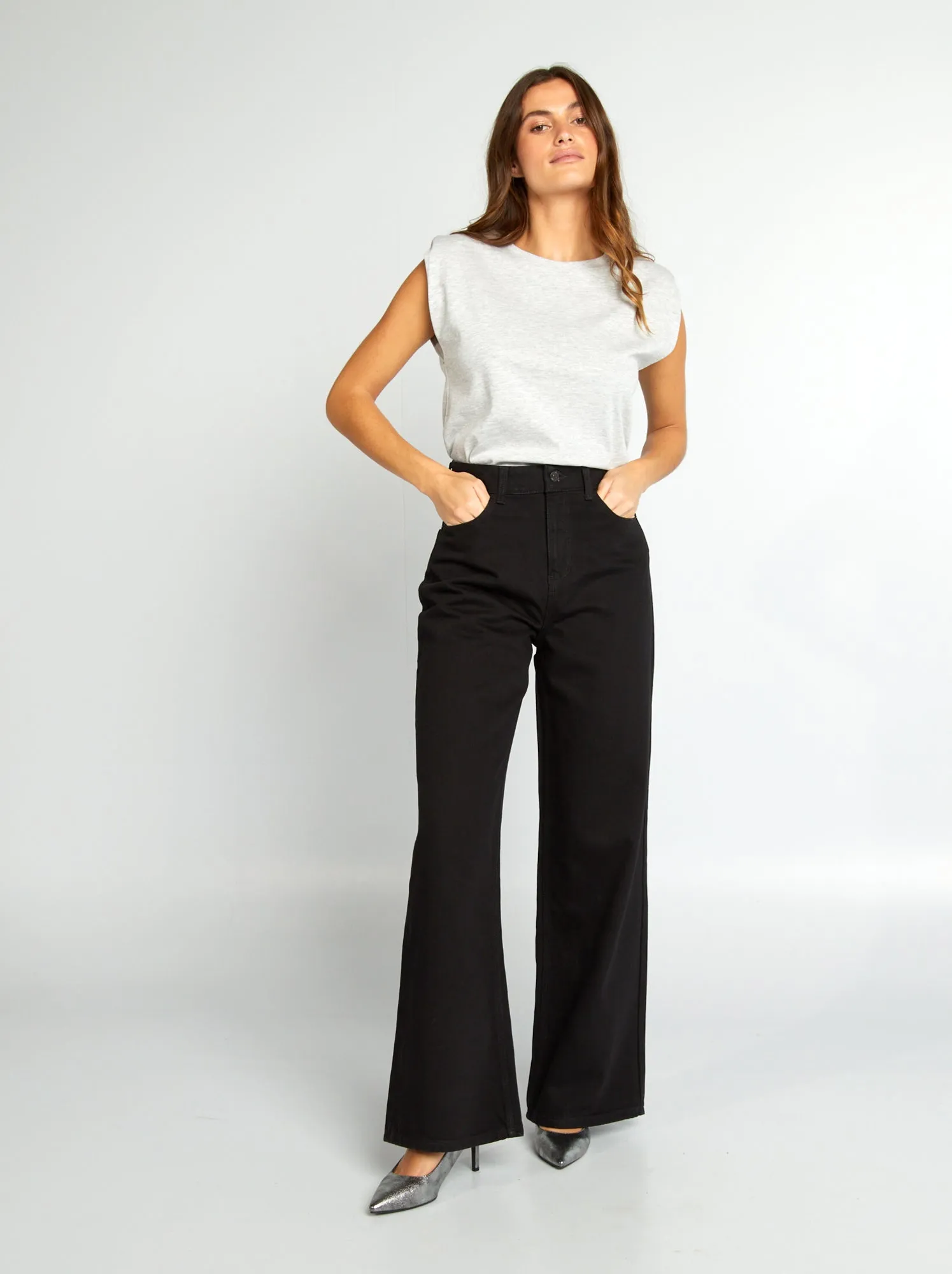 Jeans wide leg - 30L - NERO