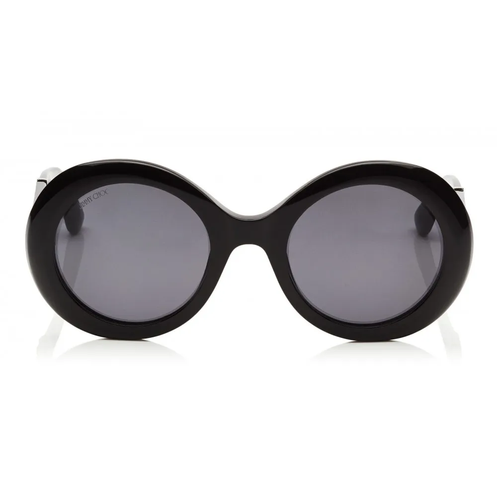 Jimmy Choo - Wendy - Occhiali da Sole con Montatura Rotonda Nera e Dettagli in Lurex - Jimmy Choo Eyewear