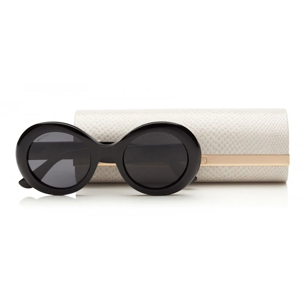 Jimmy Choo - Wendy - Occhiali da Sole con Montatura Rotonda Nera e Dettagli in Lurex - Jimmy Choo Eyewear
