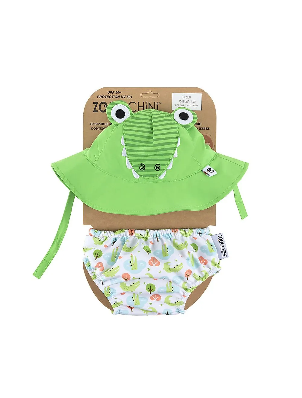  KIT MARE NEONATO COSTUMINO CONTENITIVO + CAPPELLINO, ALLIGATORE - SPF50+ 