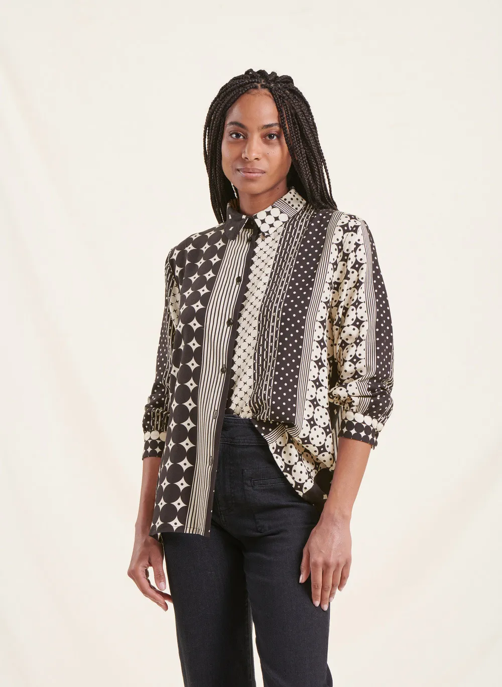  LA FEE MARABOUTEE   Camicia dritta in viscosa stampata | Nero