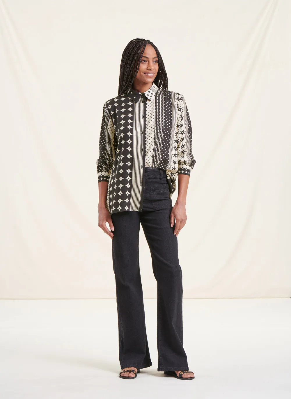  LA FEE MARABOUTEE   Camicia dritta in viscosa stampata | Nero