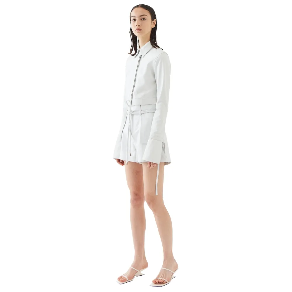 La Rando - Campana Shorts - Pelle di Agnello - Bianco - Pantaloni Artigianali - Pelle di Alta Qualità Luxury