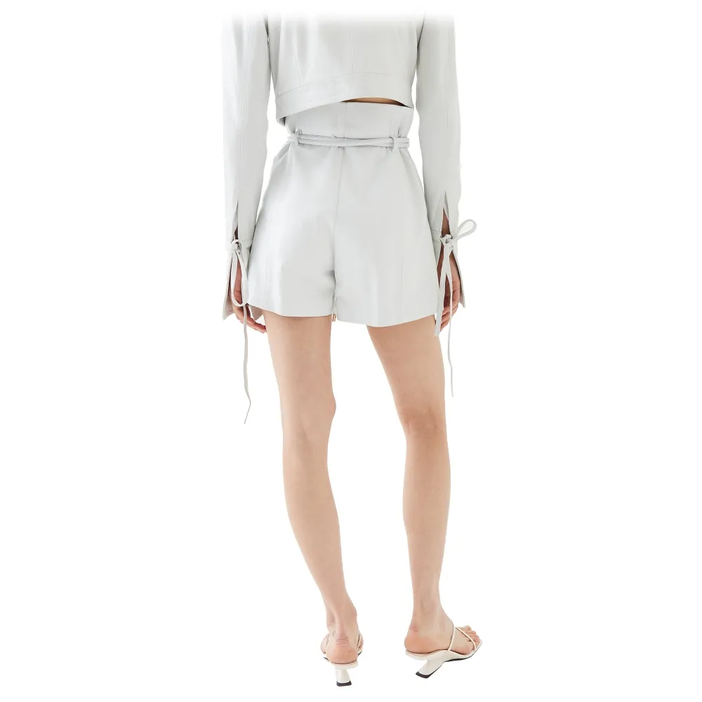 La Rando - Campana Shorts - Pelle di Agnello - Bianco - Pantaloni Artigianali - Pelle di Alta Qualità Luxury