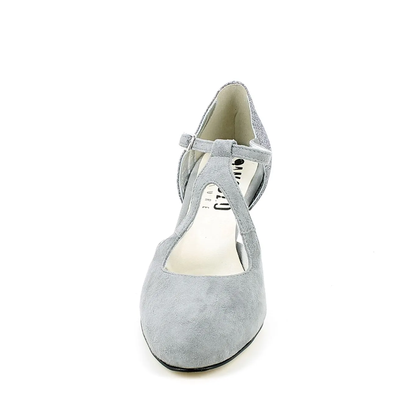 L'Angolo  Scarpa da ballo in camoscio grigio e glitter 