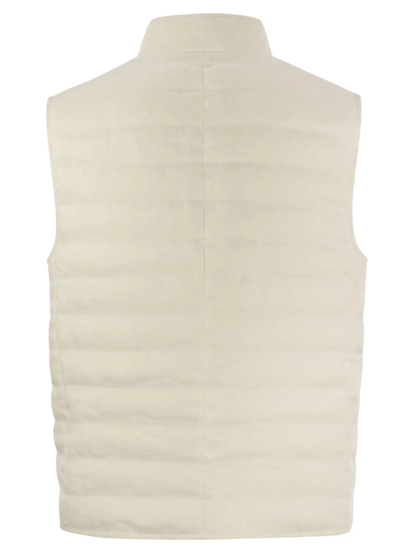 Linen sleeveless down jacket