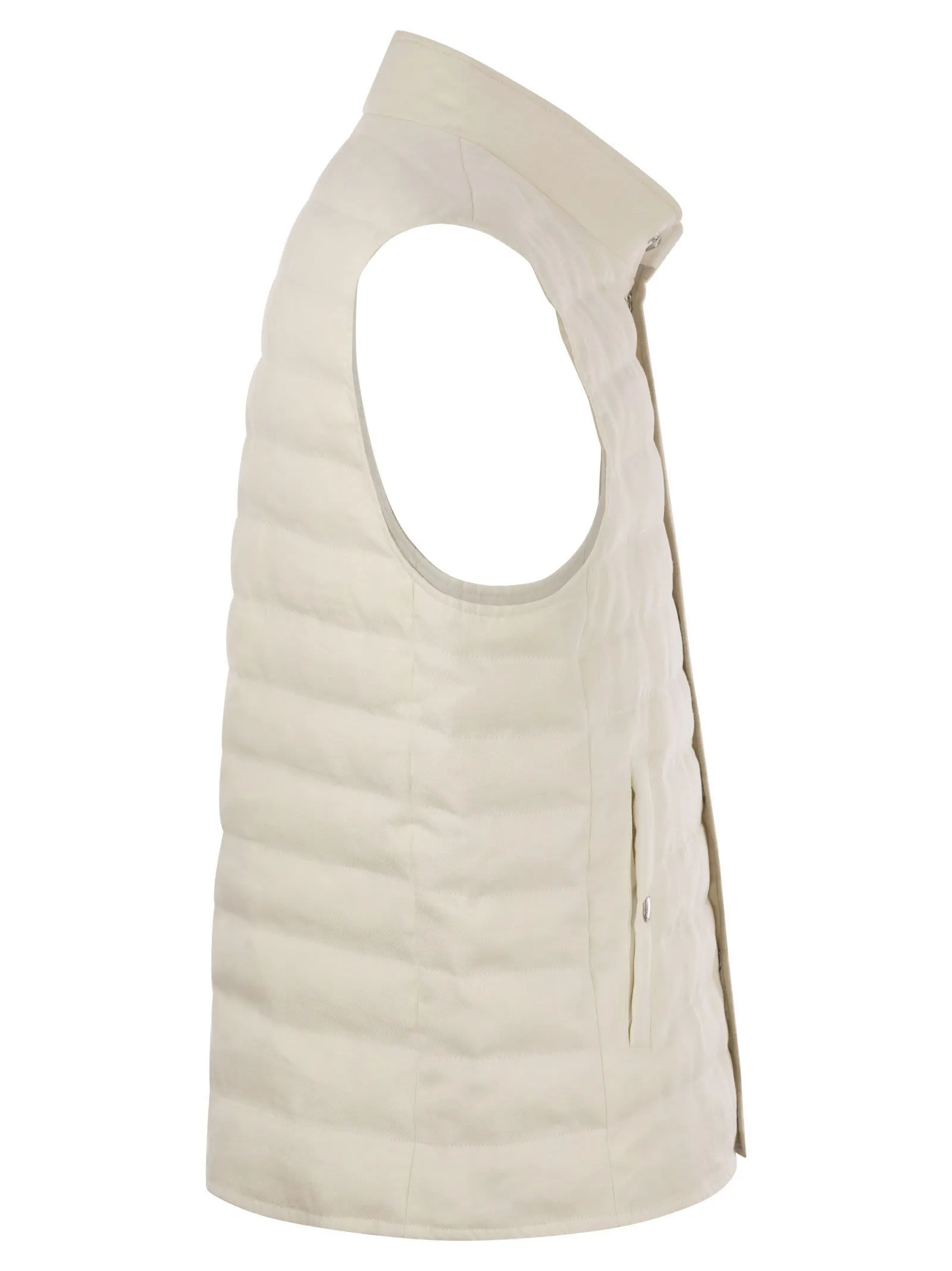 Linen sleeveless down jacket