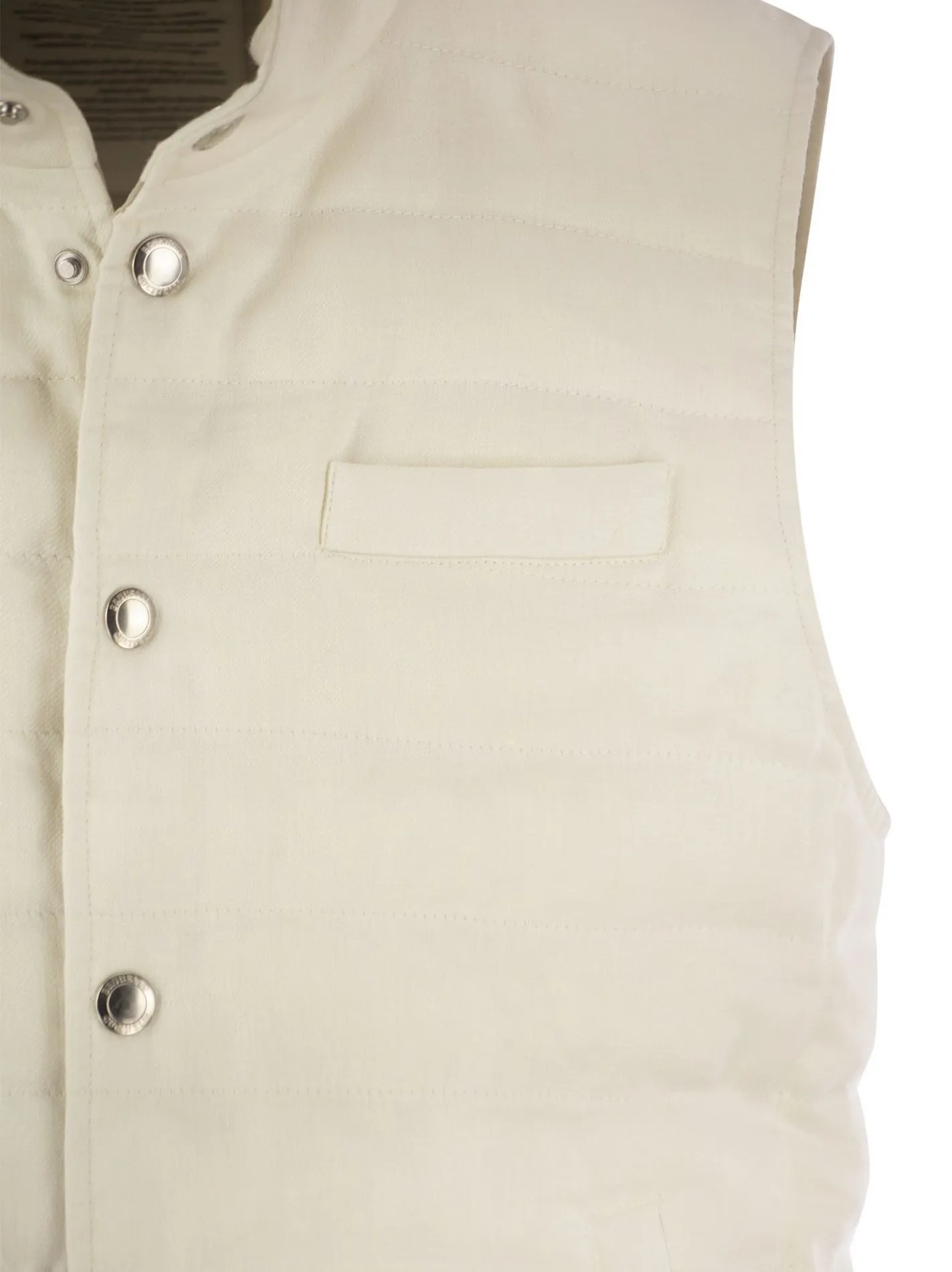Linen sleeveless down jacket
