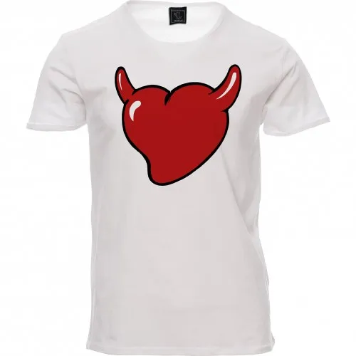 LITFIBA T-shirt bianca Cornucuore rosso - unisex