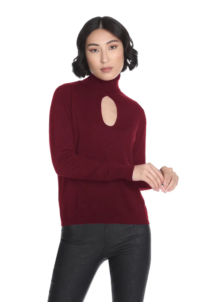 Maglia CIRALS collo alto manica lunga con apertura davanti più spilla gros grain