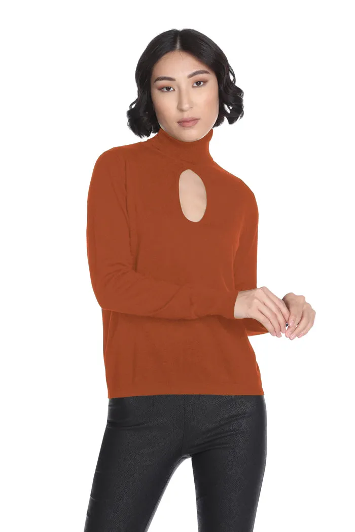 Maglia CIRALS collo alto manica lunga con apertura davanti più spilla gros grain