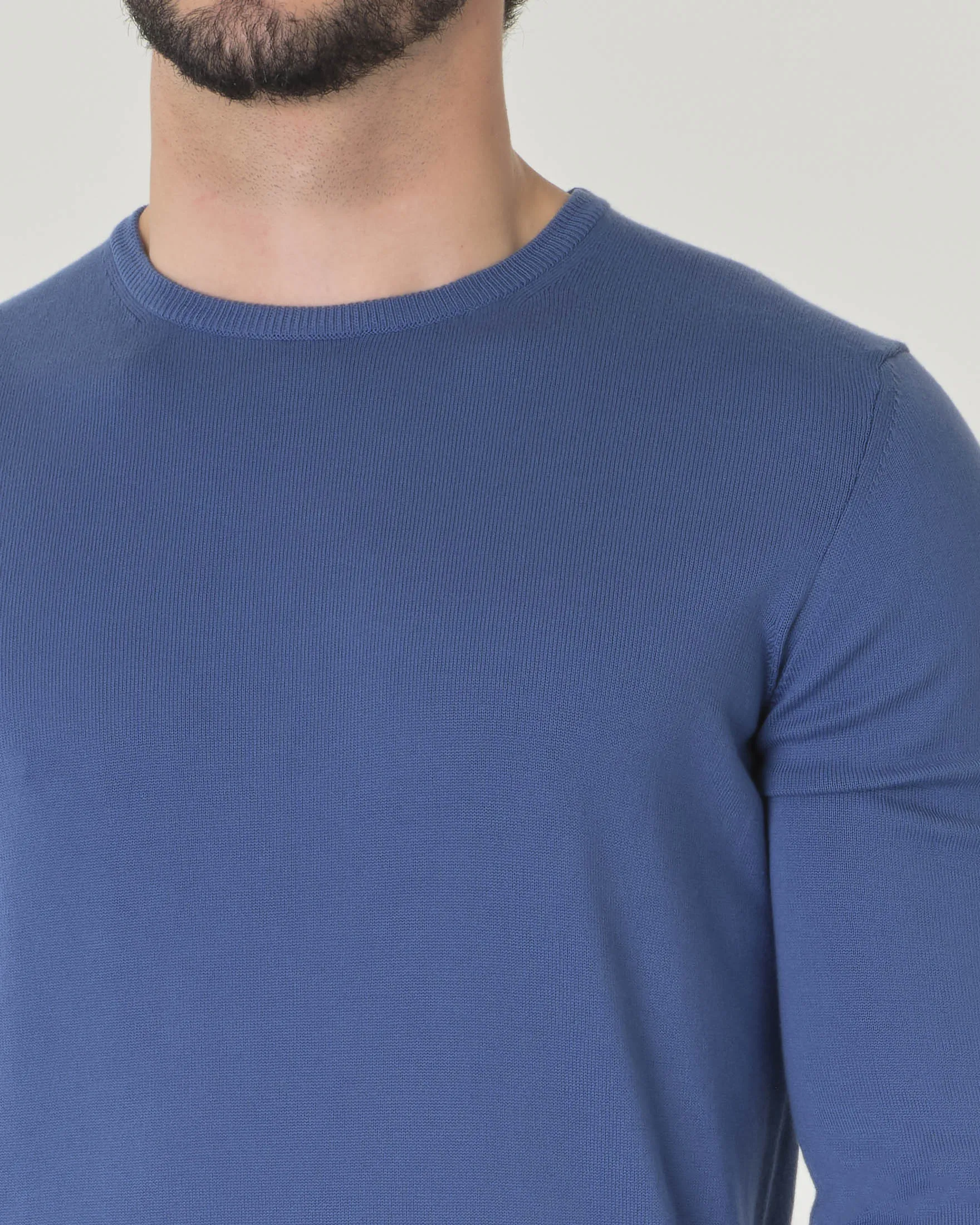 Maglia girocollo avio in puro cotone made in Italy