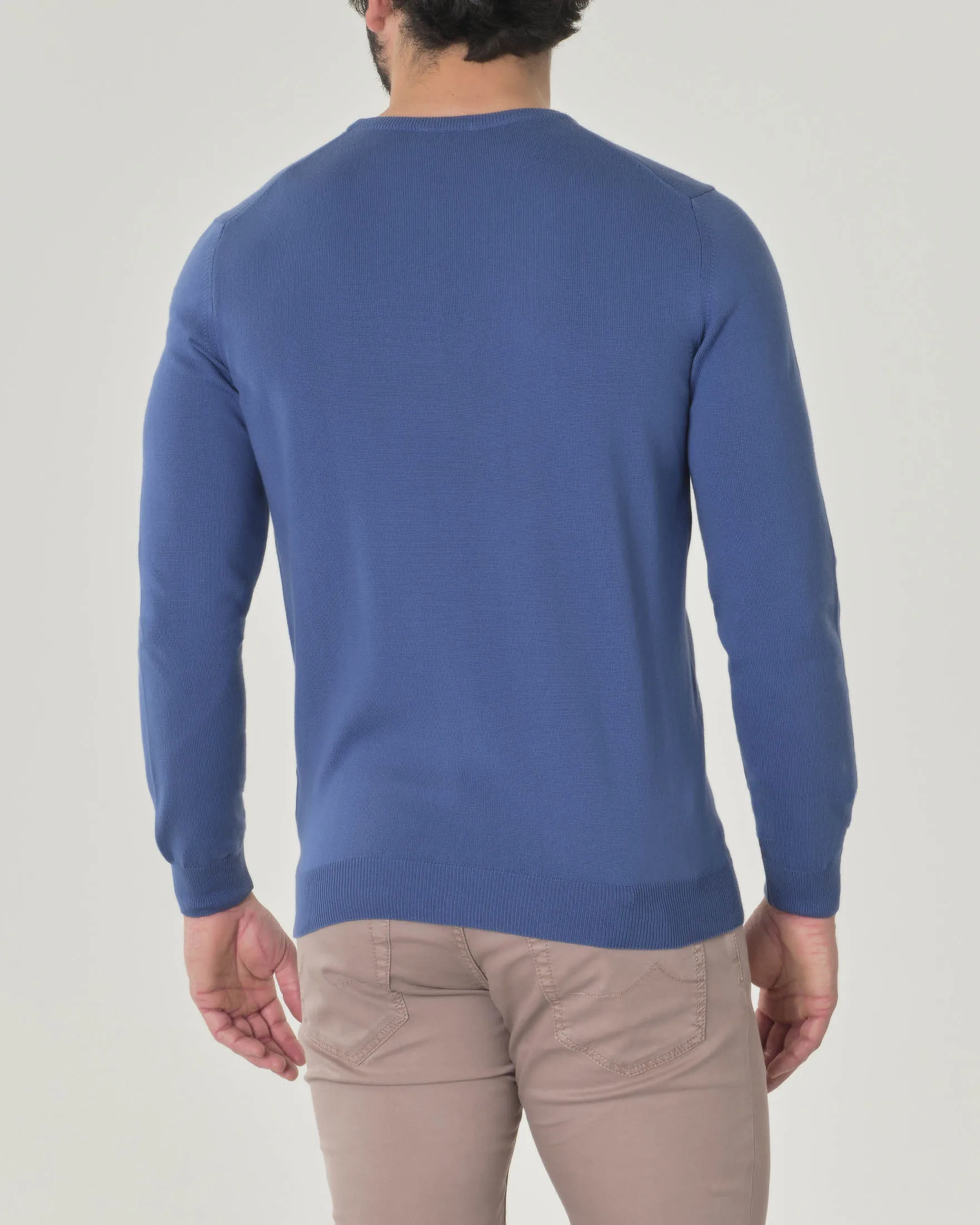 Maglia girocollo avio in puro cotone made in Italy