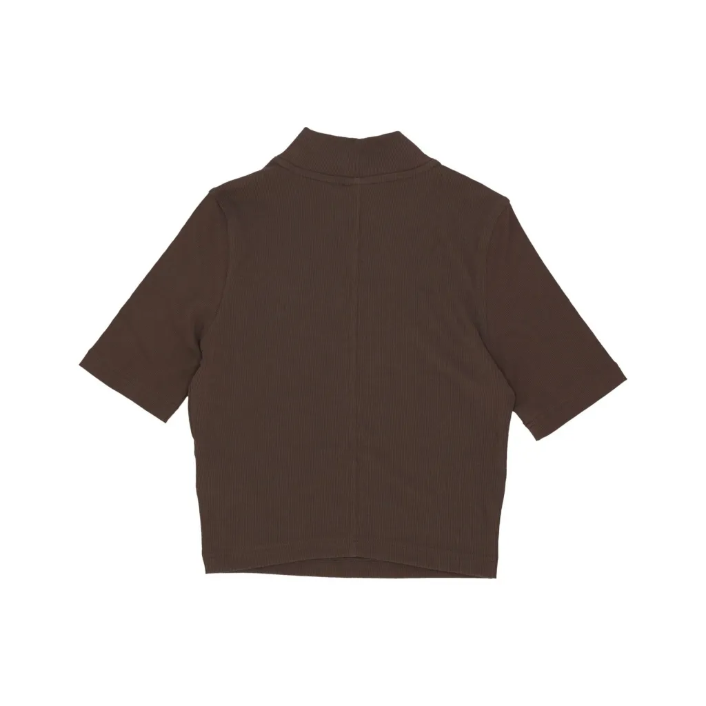 maglietta corta donna w sportswear essentials rib mock top BAROQUE BROWN/SAIL