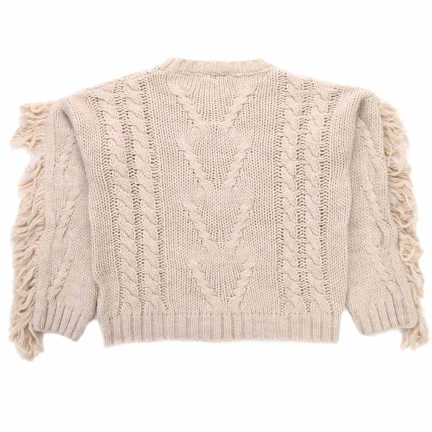 Maglione Beige Con Frange Bambina E Teen