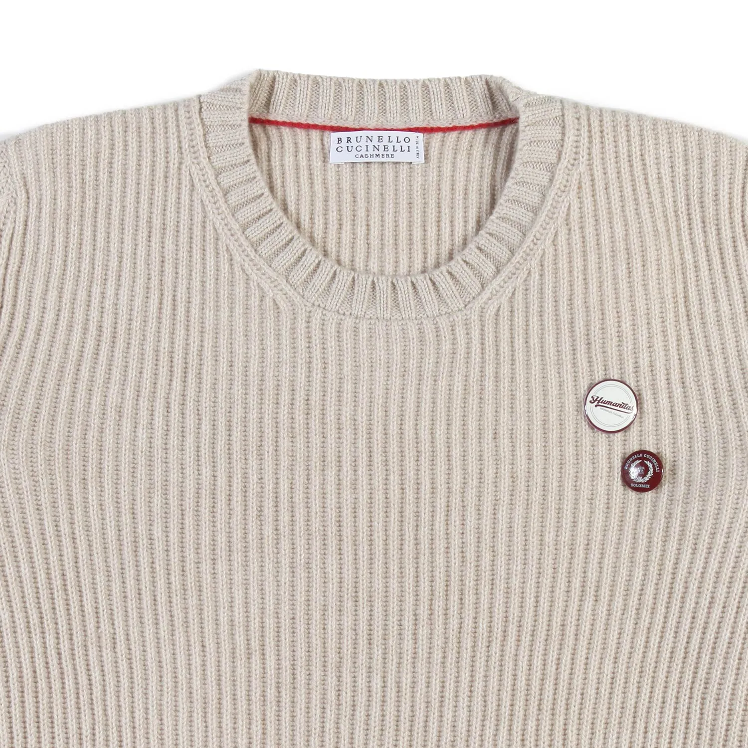 Maglione Cachemire Beige A Coste B. Cucinelli